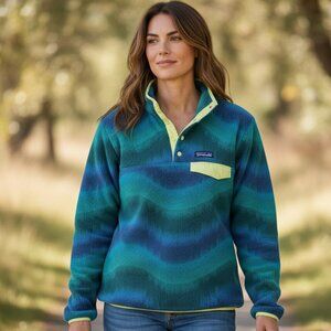 Patagonia Synchilla Snap-T Fleece Sweatshirt Retro Blue Green Small
